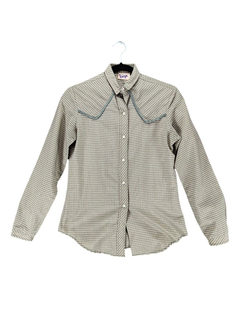Turtle Bax Shirt Womens 5 Green Plaid Long Sleeve Pearl Snap
